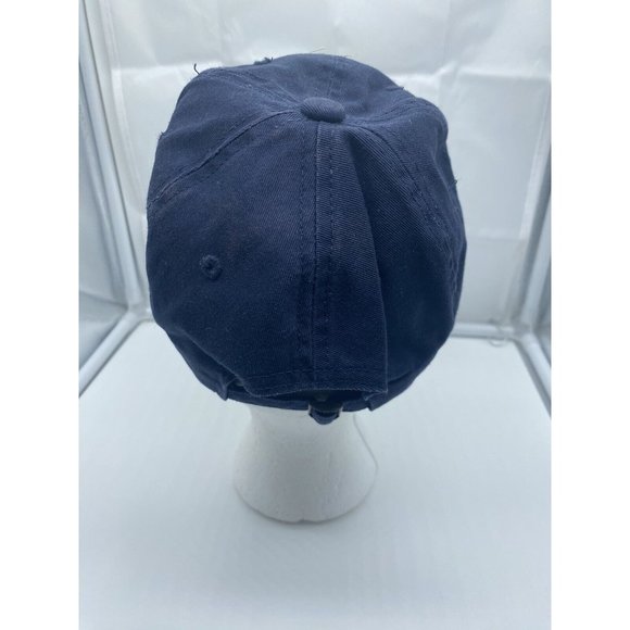 Blue Cotton Baseball Hat Tattered w/ American Flag Cap Adjustable Strap-back - Picture 3 of 6